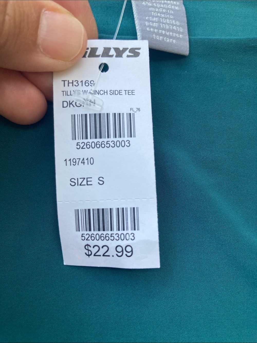 Tilly's Forest Green Short Sleeve Scoop Neck Top with Side Ruching - Picture 9 of 9